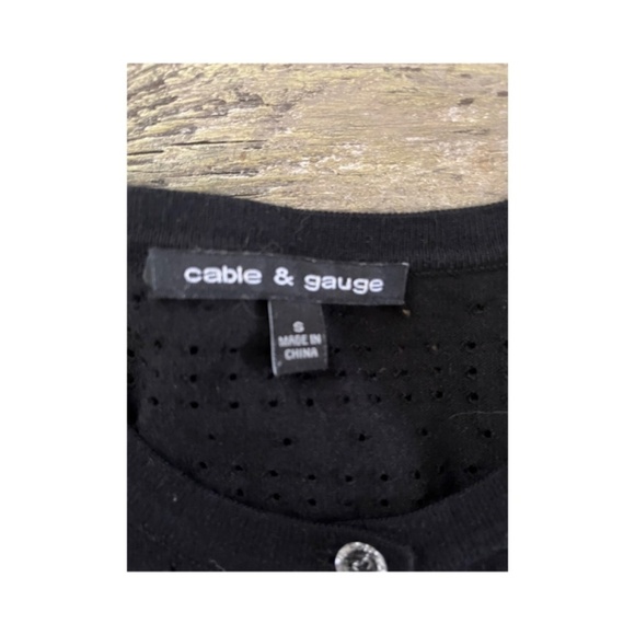 Black Argyle Diamond imprint cardigan minimalist preppy button front - Picture 4 of 4